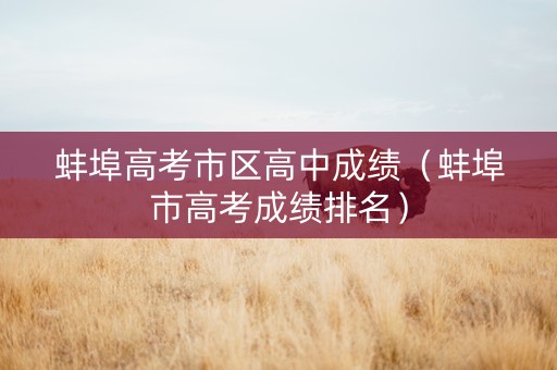 蚌埠高考市区高中成绩（蚌埠市高考成绩排名）