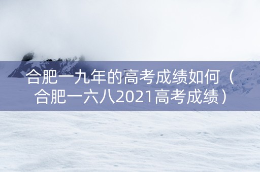 合肥一九年的高考成绩如何（合肥一六八2021高考成绩）