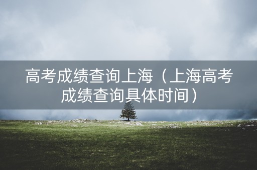 高考成绩查询上海（上海高考成绩查询具体时间）