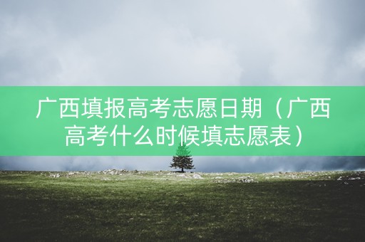 广西填报高考志愿日期（广西高考什么时候填志愿表）