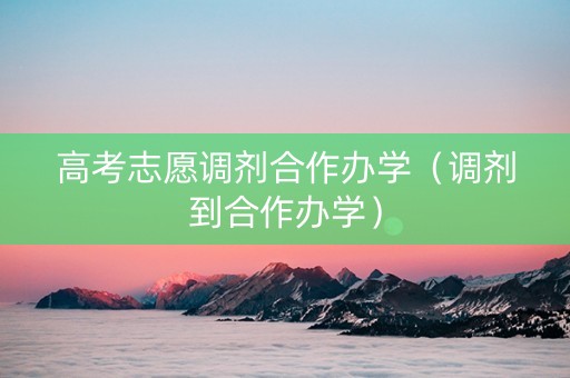 高考志愿调剂合作办学（调剂到合作办学）
