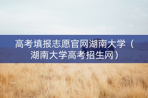 高考填报志愿官网湖南大学（湖南大学高考招生网）