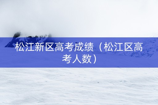松江新区高考成绩（松江区高考人数）