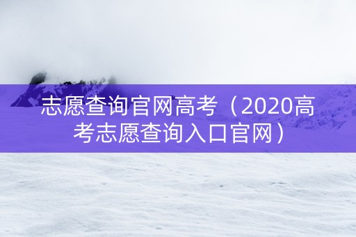 志愿查询官网高考（2020高考志愿查询入口官网）