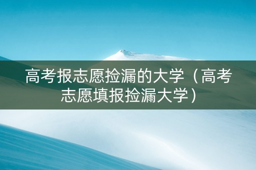 高考报志愿捡漏的大学（高考志愿填报捡漏大学）