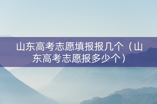 山东高考志愿填报报几个（山东高考志愿报多少个）