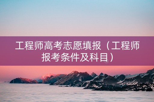 工程师高考志愿填报（工程师报考条件及科目）