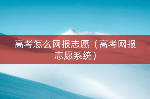 高考怎么网报志愿（高考网报志愿系统）
