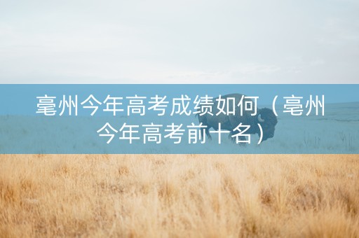 毫州今年高考成绩如何（亳州今年高考前十名）