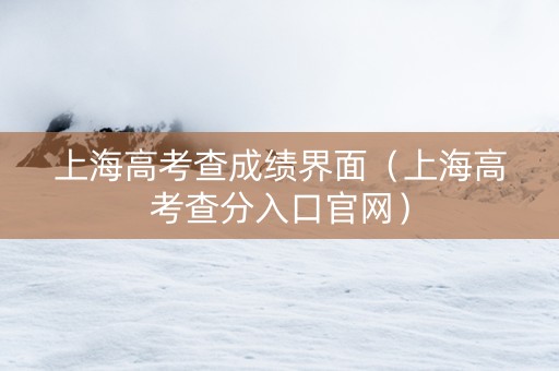上海高考查成绩界面（上海高考查分入口官网）