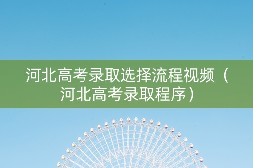河北高考录取选择流程视频（河北高考录取程序）