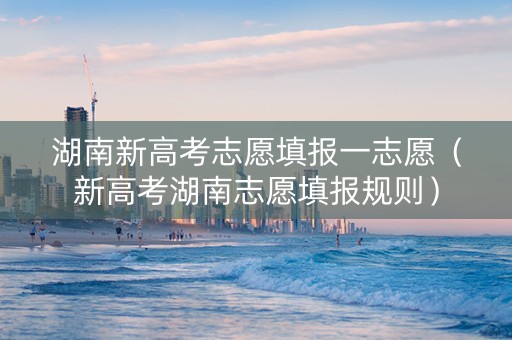 湖南新高考志愿填报一志愿（新高考湖南志愿填报规则）