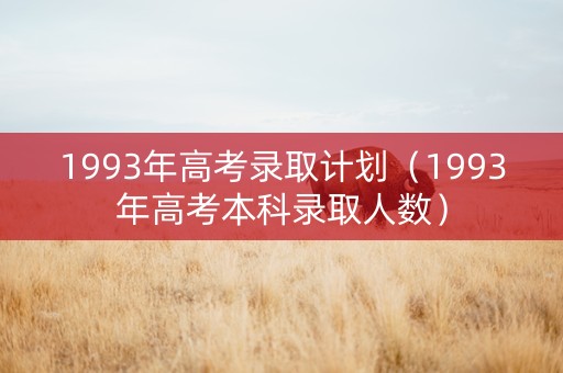 1993年高考录取计划（1993年高考本科录取人数）