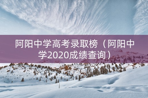 阿阳中学高考录取榜（阿阳中学2020成绩查询）