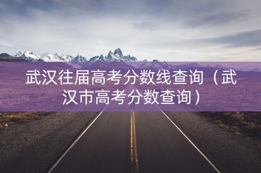 武汉往届高考分数线查询（武汉市高考分数查询）