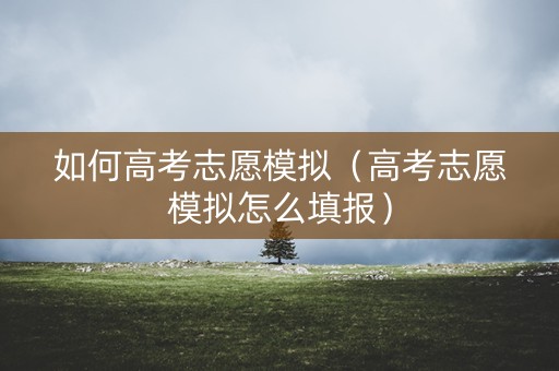 如何高考志愿模拟（高考志愿模拟怎么填报）