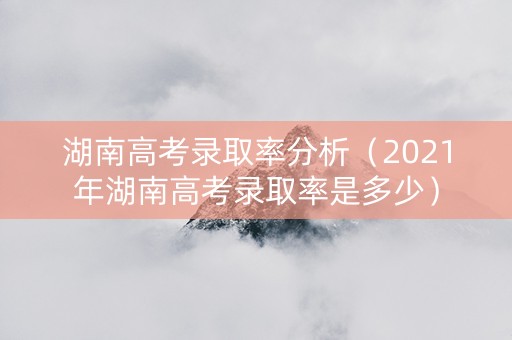 湖南高考录取率分析（2021年湖南高考录取率是多少）