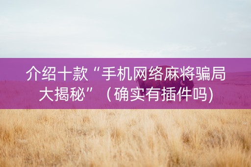 介绍十款“手机网络麻将骗局大揭秘”（确实有插件吗)