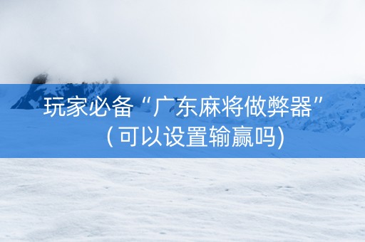 玩家必备“广东麻将做弊器”（可以设置输赢吗)
