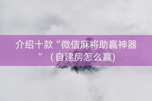 介绍十款“微信麻将助赢神器”（自建房怎么赢)