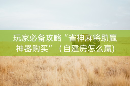 玩家必备攻略“雀神麻将助赢神器购买”（自建房怎么赢)