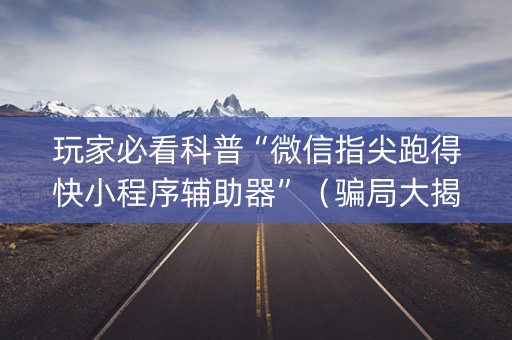 玩家必看科普“微信指尖跑得快小程序辅助器”（骗局大揭秘)