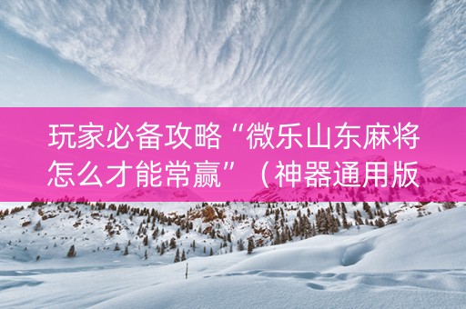 玩家必备攻略“微乐山东麻将怎么才能常赢”（神器通用版)