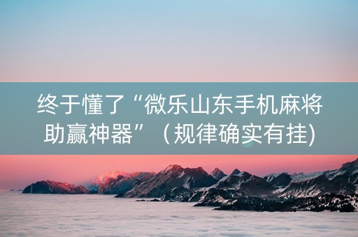 终于懂了“微乐山东手机麻将助赢神器”（规律确实有挂)