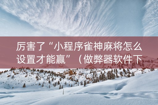 厉害了“小程序雀神麻将怎么设置才能赢”（做弊器软件下载)