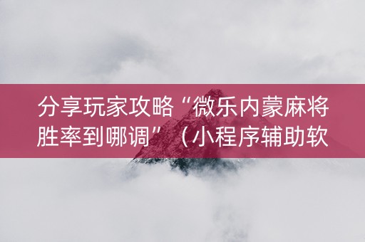分享玩家攻略“微乐内蒙麻将胜率到哪调”（小程序辅助软件)