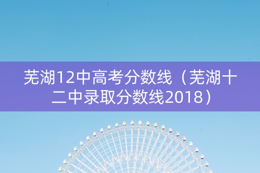 芜湖12中高考分数线（芜湖十二中录取分数线2018）