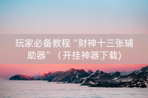 玩家必备教程“财神十三张辅助器”（开挂神器下载)