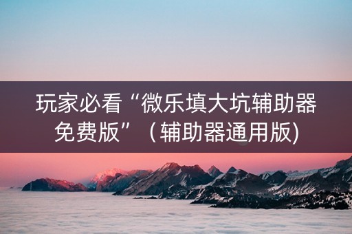 玩家必看“微乐填大坑辅助器免费版”（辅助器通用版)