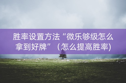 胜率设置方法“微乐够级怎么拿到好牌”（怎么提高胜率)