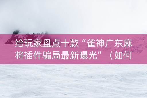 给玩家盘点十款“雀神广东麻将插件骗局最新曝光”（如何让系统发好牌)