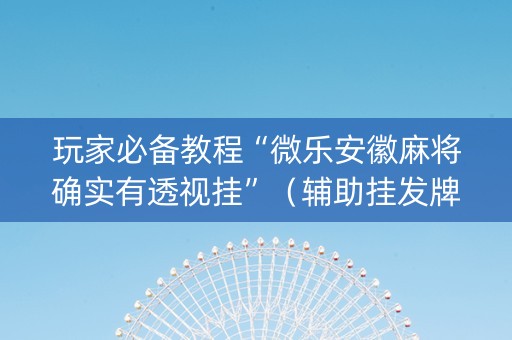玩家必备教程“微乐安徽麻将确实有透视挂”（辅助挂发牌规律)