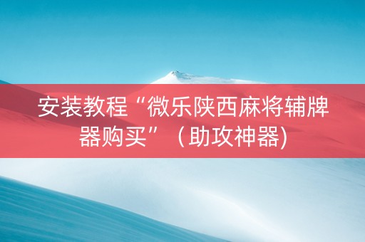 安装教程“微乐陕西麻将辅牌器购买”（助攻神器)