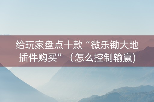 给玩家盘点十款“微乐锄大地插件购买”（怎么控制输赢)
