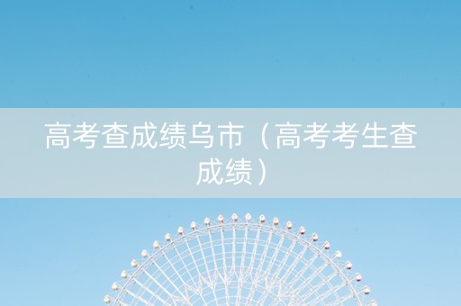 高考查成绩乌市（高考考生查成绩）