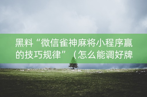 黑料“微信雀神麻将小程序赢的技巧规律”（怎么能调好牌)