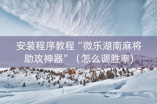 安装程序教程“微乐湖南麻将助攻神器”（怎么调胜率)