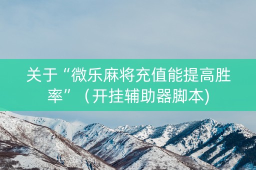 关于“微乐麻将充值能提高胜率”（开挂辅助器脚本)