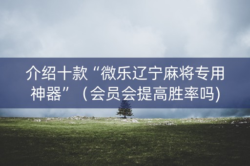 介绍十款“微乐辽宁麻将专用神器”（会员会提高胜率吗)