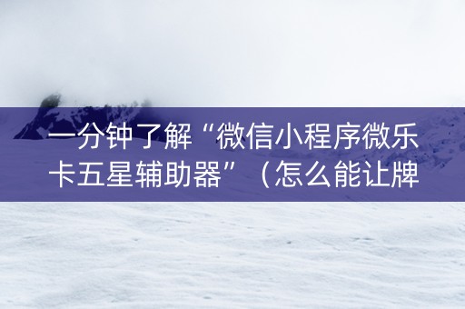 一分钟了解“微信小程序微乐卡五星辅助器”（怎么能让牌好一点)
