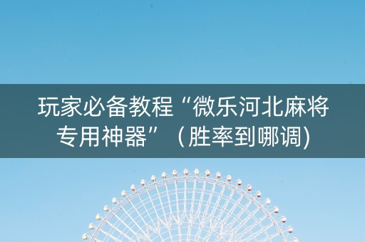 玩家必备教程“微乐河北麻将专用神器”（胜率到哪调)