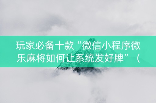 玩家必备十款“微信小程序微乐麻将如何让系统发好牌”（万能开挂神器)