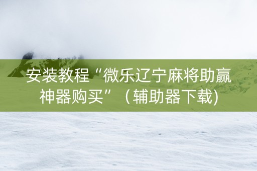 安装教程“微乐辽宁麻将助赢神器购买”（辅助器下载)