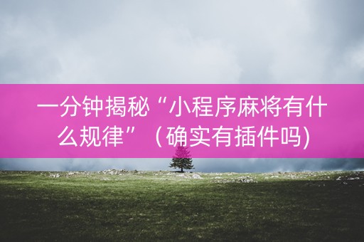 一分钟揭秘“小程序麻将有什么规律”（确实有插件吗)