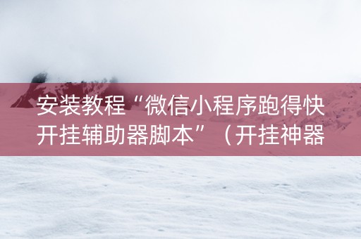 安装教程“微信小程序跑得快开挂辅助器脚本”（开挂神器下载)
