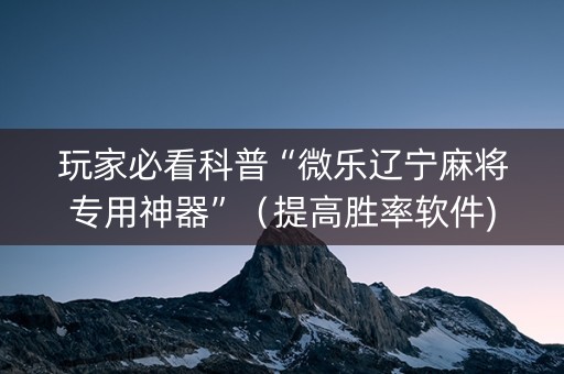 玩家必看科普“微乐辽宁麻将专用神器”（提高胜率软件)